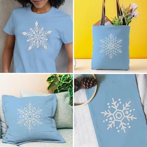 Miniatura 7 de INFUNLY Paquete de 4 kits de bordado de copo de nieve, kits de punto de cruz para principiantes y adultos, kit de inicio de punto de aguja de Kit