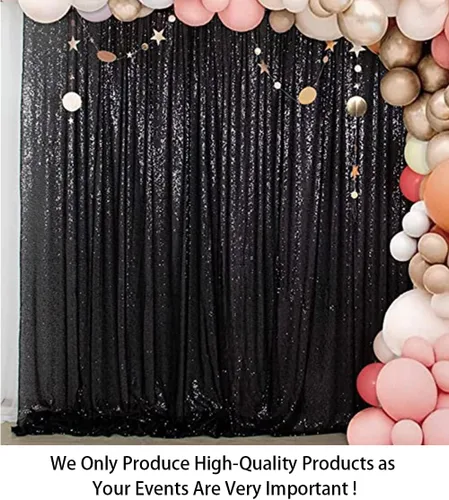 Miniatura 2 de ShinyBeauty PHOTOBOOTH - Fondo de tela de lentejuelas, telón de fondo de boda, telón de fondo óxido, cortinas de lentejuelas, cortinas de Negro