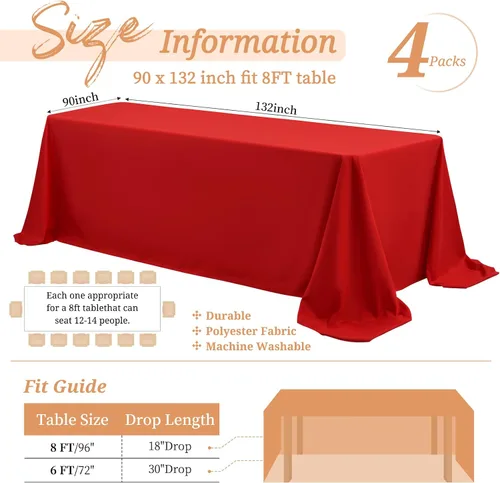 Miniatura 325 de Showgeous Paquete de 4 manteles redondos color rosa intenso de 120 pulgadas de poliéster para mesas redondas, manteles de tela decorativa lavable