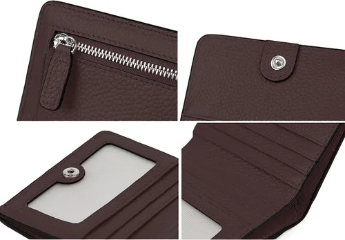 Miniatura 7 de BIG SALE-AINIMOER billetera de bolsillo pequeña con cremallera, plegable, compacta de cuero con bloqueo por identificación por radiofrecuencia