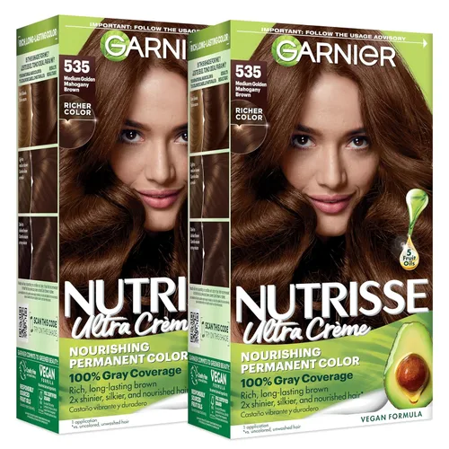 Miniatura 31 de Garnier Nutrisse - Tinte permanente en crema nutritiva para el cabello, 73 rubio dorado oscuro (Honey Dip), 2 unidades (el empaque puede variar)
