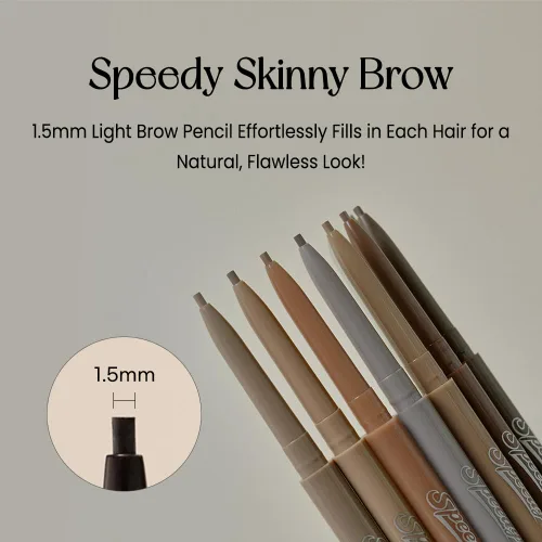 Miniatura 3 de PERIPERA Speedy Skinny Brow (09 Taupe Brown), lápiz de cejas preciso de 1.5mm, tonos de punta fina de doble cara, define y rellena maquillaje de 09