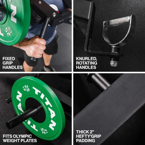 Miniatura 3 de Titan Fitness Landmine Linebacker - Accesorio de prensa para sentadillas y vikingos, capacidad de 650 libras, se adapta a barras y platos olímpicos