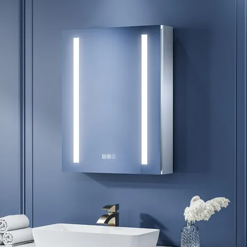 Miniatura 27 de ExBrite Botiquín de baño con iluminación LED con espejo, 24 x 30 pulgadas, empotrado o montaje en superficie, antivaho, atenuación continua, ajuste