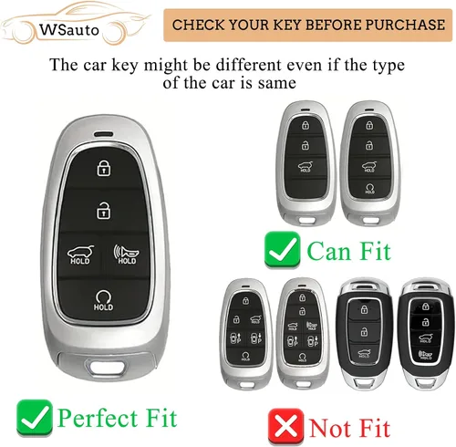 Miniatura 2 de Funda para llavero Hyundai con protección de TPU suave con llavero dorado brillante compatible con Sonata Santa fe Tucson 2020-2023 llave Negro 5
