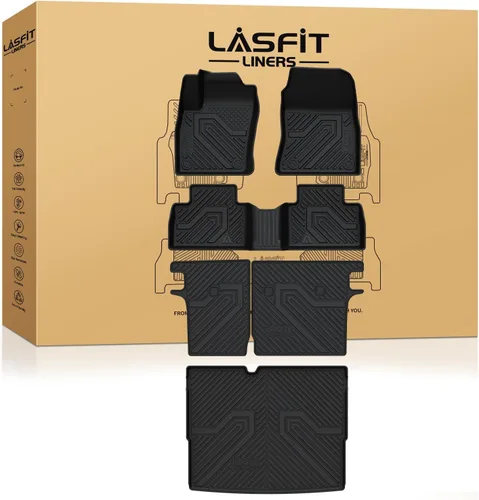 Miniatura 19 de LASFIT Tapete de carga y respaldo para Nissan Armada/Infiniti QX80 2019-2024, TPE para todo tipo de clima, ajuste personalizado, fácil de limpiar