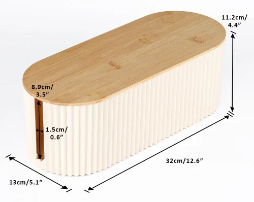 Miniatura 3 de Caja de organización de cables con cubierta de bambú sólido, 12.6 x 5.4 x 4.4 pulgadas, ocultador de salida de suelo, organizador de cables