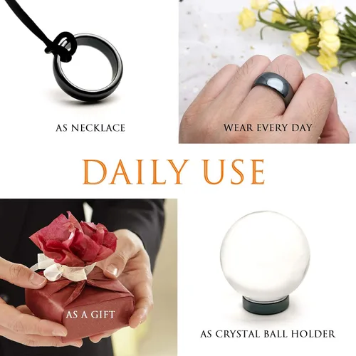 Miniatura 23 de Morchic - Anillos unisex de piedras de hematita, para equilibrar ansiedad, chakra raíz, (paquete de tamaños mixtos)