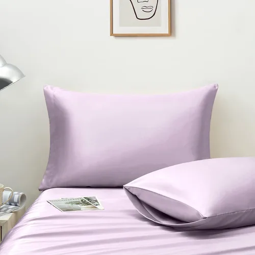 Miniatura 18 de Ersmak Juego de 2 fundas de almohada de satén estándar, ultra suaves y sedosas para cabello y piel, resistentes a las arrugas a la decoloración