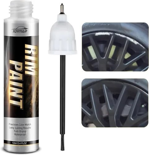 Miniatura 7 de Pintura de retoque para llantas negro mate, bolígrafo de pintura eficiente para llantas de metal, también combina con negro mate, reparación rápida