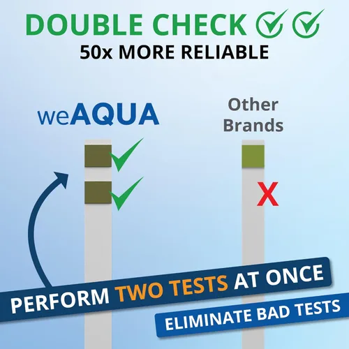 Miniatura 2 de Kit de prueba de dureza del agua WeAQUA - DoubleCheck 50 tiras - Kit de prueba de agua dura – Prueba calcio y magnesio (0–425 PPM) – para grifo