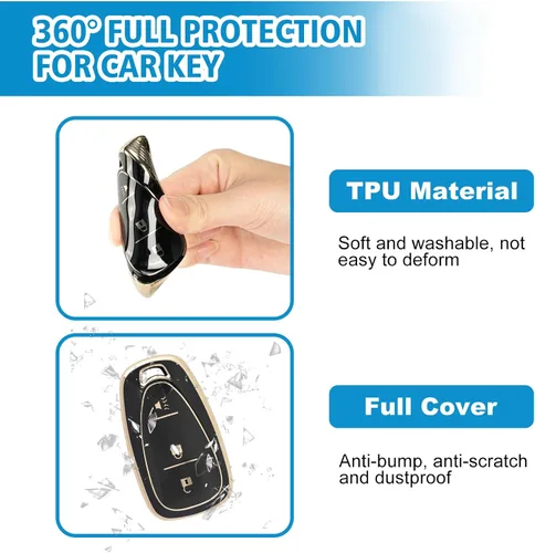 Miniatura 5 de Rislobx Funda de Llavero de 3 Botones de TPU para Chevy, Cubierta de Llave Compatible con Chevy Spark Traverse Equinox 2016 2017 2018 2019 2020 2021