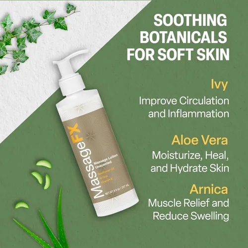 Miniatura 4 de Massage FX Loción de masaje sin perfume, 1/2 galón, loción de masaje profesional para terapia de masaje con aceite de semilla de girasol, árnica