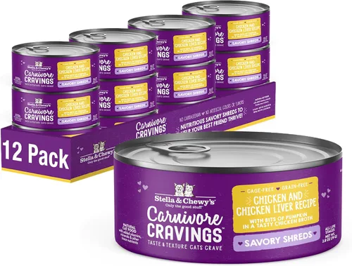 Miniatura 22 de Stella & Chewy's Carnivore Cravings Savory Shreds - Comida húmeda para gatos - Fórmula de alta humedad con pollo premium sin jaula y carne de res