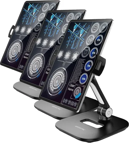 Miniatura 10 de AboveTEK Soporte para tableta, elegante soporte de aluminio para iPad, plegable giratorio de 360° para iPad iPhone, soporte de mesa para Blanco