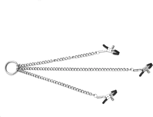 Miniatura 4 de ZKF Nuevo fetiche ajustable pezón abrazaderas fetiche pezón teasers clítoris sensual bondage tres pezones clip (1 paquete) plata, plateado