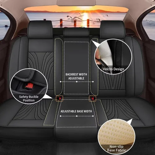 Miniatura 2 de DISUTOGO Fundas de asiento compatibles con Nissan Kicks 2018-2025 2026, juego completo de fundas de asiento de automóvil de cuero sintético