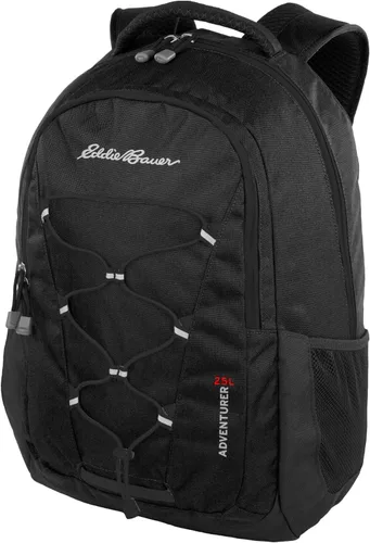 Eddie Bauer Adventurer - Mochila con Compartimentos Organizados y Manga Compatible con Hidratación/Laptop, Adventurer - Negro, 25L