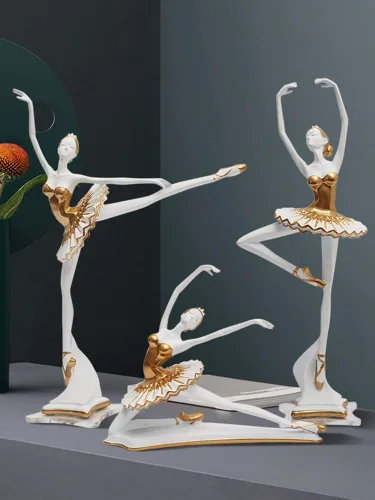 Miniatura 2 de HAUCOZE Estatua de bailarina de bailarina, escultura de yoga, decoración moderna del hogar, regalo para sala de estar, oficina, poliresina, 12