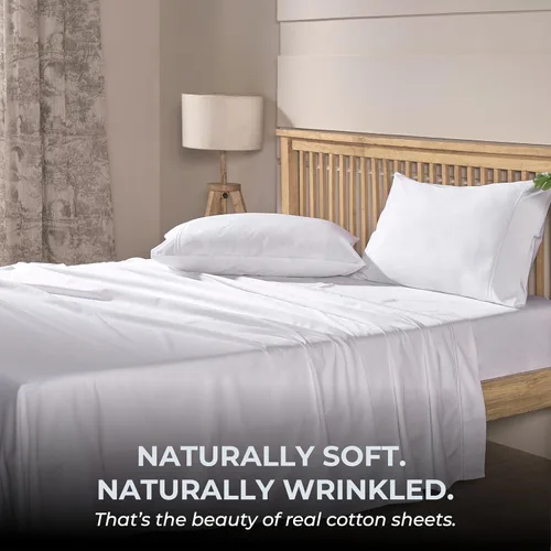 Miniatura 7 de Sábanas de Cama de Algodón 100% Natural Juego de Sábanas Cal King de Tejido Satén de Una Sola Capa 500 TC Ropa de Cama Sólida Transpirable e