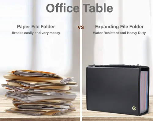 Miniatura 7 de CNK Carpetas de Archivos de Acordeón con 24 Bolsillos Organizador para Almacenamiento de Documentos en Papel Carpeta de Documentos Expandible Negro