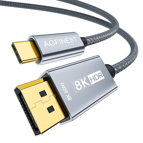 Cable USB C a DisplayPort 1.4 de 6 pies, 8K @60Hz 4K a 144Hz HDR, cable USB tipo C a DP de 32.4 Gbps HBR3 DSC, Thunderbolt 4/3 compatible con