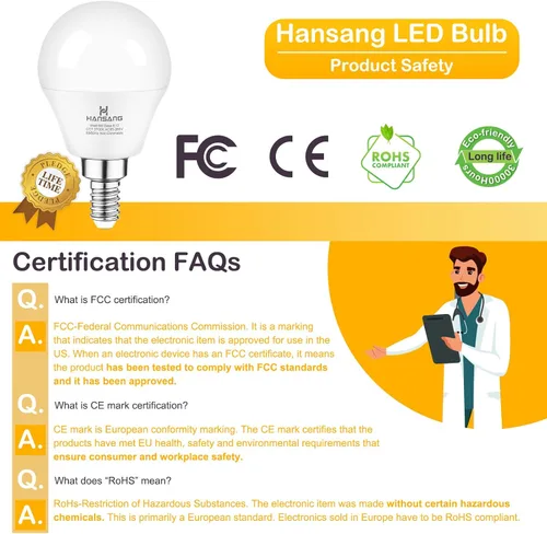 Miniatura 5 de Bombillas LED de 6 vatios (equivalente a 60 W), bombilla redonda de candelabro de base pequeña E12, 600 lúmenes, bombillas blancas cálidas de 2700 K