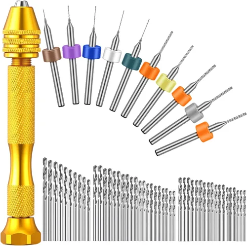 Miniatura 9 de El juego de 59 brocas de mano incluye 49 piezas de taladro de mano de tornillo de metal micro giro y 10 piezas de carburo de tungsteno PCB Negro