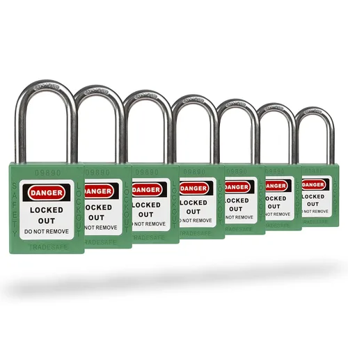 Miniatura 18 de TRADESAFE Juego de cerraduras de bloqueo - 7 candados iguales con llave roja, 2 llaves por cerradura, cerraduras Loto compatibles con OSHA