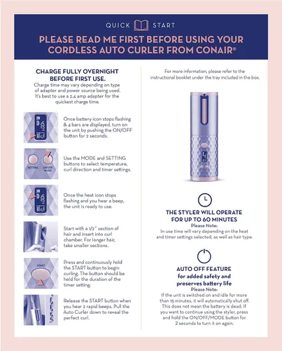 Miniatura 8 de Conair Unbound Rizador Automático Inalámbrico - Rizador Automático Recargable para Rizos u Ondas