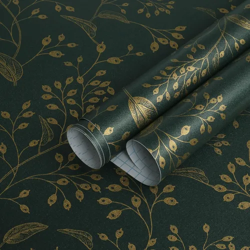 Miniatura 14 de Heroad Papel Tapiz Autoadhesivo Despegar y Pegar Negro Papel de Contacto Floral Dorado Papel Tapiz Moderno Boho Removible Papel de Contacto