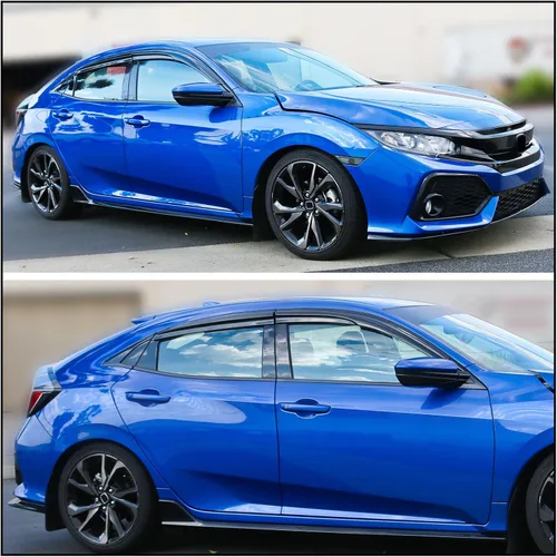 Miniatura 4 de IKON MOTORSPORTS Viseras adhesivas para ventana compatibles con Honda Civic Hatchback 2017-2021, estilo Mugen, protectores de lluvia teñidos de humo