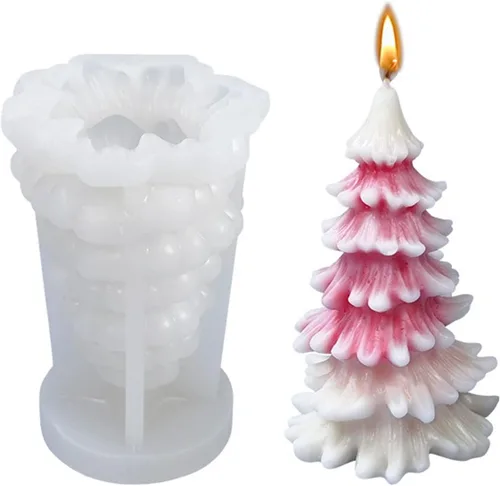 Molde de silicona 3D para jabón de vela de Navidad, fondant, chocolate, pastel, caramelo, molde para hornear para resina epoxi, cera, arcilla
