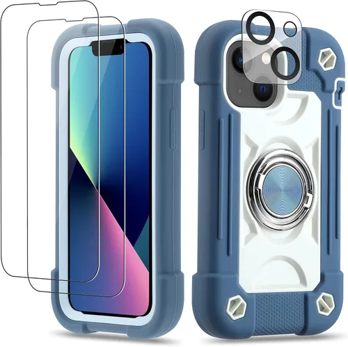 Miniatura 137 de Funda para iPhone 11 de 6.1 pulgadas con soporte de anillo, con 2 protectores de pantalla de vidrio, resistente a los golpes, resistente a