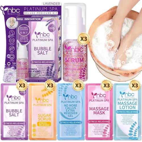 Miniatura 39 de Juego de spa de pedicura para pies, kit de pedicura para el hogar con sal de baño, loción hidratante de crema exfoliante para pies, cuidado de pies
