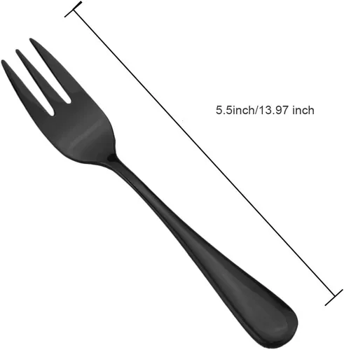 Miniatura 2 de Juego de 6 cubiertos de acero inoxidable de 5.5 pulgadas, tenedores para pastel de frutas, tenedores y tenedores para tartas de frutas