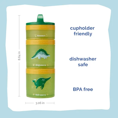 Miniatura 2 de Whiskware - Dinosaurios - Recipientes apilables para aperitivos para niños y niños pequeños, 3 vasos apilables para la escuela y los viajes