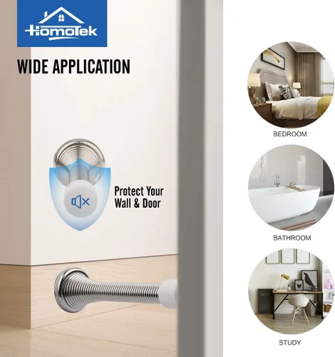 Miniatura 3 de HOMOTEK Paquete de 30 topes de puerta de resorte con parachoques de goma níquel satinado de 3-1/8 pulgadas, resorte flexible resistente, tope