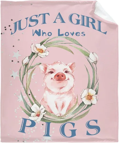 Just A Girl Who Loves Pigs - Manta tipo throw de felpa mullida de franela para siesta para viajes, picnic, cama, sofá, cálida y acogedora para todas