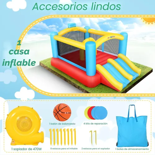 Miniatura 6 de AKEYDIY Casa de rebote para niños, 13 x 12 pies, casa de rebote para niños de 3 a 12 años, casa inflable con toboganes dobles y área de rebote