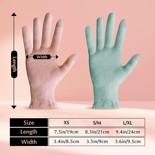 Miniatura 7 de Evridwear Guantes de algodón para belleza con dedos táctiles para SPA, eczema, manos secas, cuidado de manos, hidratación día y noche, 3 tallas