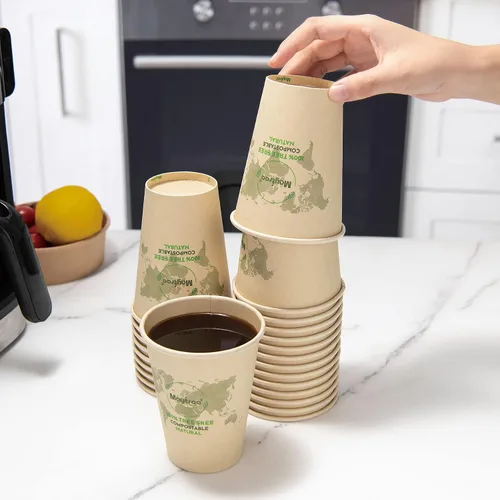 Miniatura 5 de MayTree Tazas de café caliente de papel desechables de 12 onzas, tazas de papel de bambú compostables y biodegradables para llevar y café helado