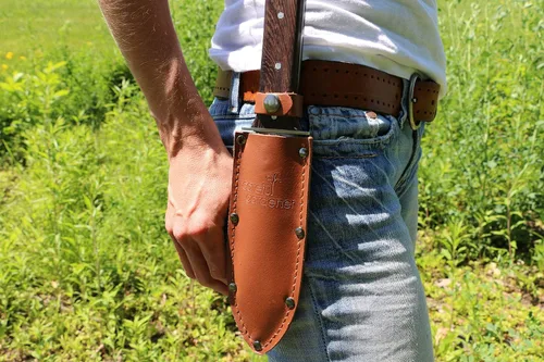 Miniatura 9 de Hori Hori - Cuchillo japonés de jardinería prémium - Cuchillos de jardín de espiga completa con funda de cuero