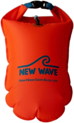 New Wave Swim Buoy para nadadores y triatletas en aguas abiertas - Flotador ligero y visible para entrenamiento y carreras seguras - Nylon TPU