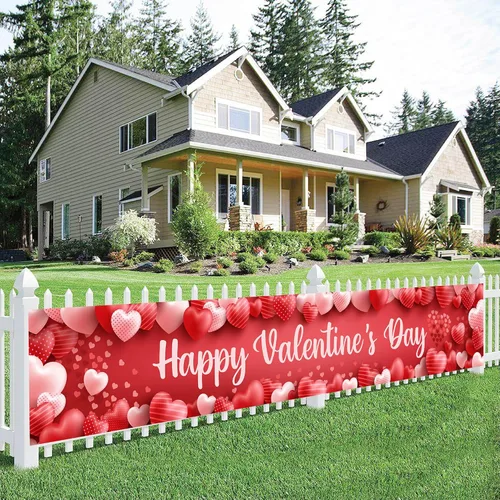 Miniatura 7 de KatchOn, Cartel de feliz día de San Valentín, grande, 120 x 20 pulgadas, decoraciones de patio de San Valentín, decoración del día de San Valentín