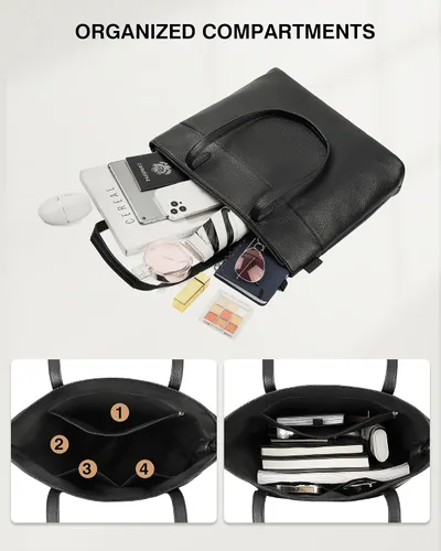 Miniatura 5 de Marvolia Bolso grande Bolsos de mano para mujer, de piel sintética, bolso de mano de trabajo con cremallera