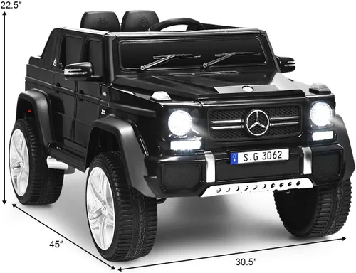 Miniatura 8 de HONEY JOY Camión para Paseo con Licencia Mercedes-Benz Maybach G650, Juguetes Eléctricos con Control Remoto, Luces LED, Música, Arranque Lento, Negro