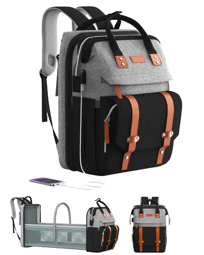 Miniatura 12 de ISMGN Mochila para pañales con cambiador, bolsa de pañales grande, bolsa de bebé, bolsa de pañales negra, negra
