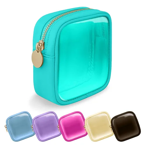 Miniatura 24 de Estuche pequeño para lápices y maquillaje para bolso, lindo estuche de lápices, bolsa de pinceles de maquillaje de nylon con cremallera, estuche