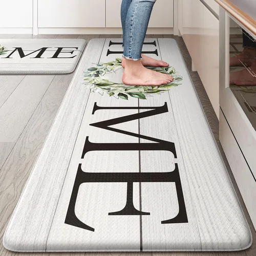 Miniatura 37 de KIMODE Alfombra Antifatiga para Cocina 2 Piezas, Alfombras de Cocina Impermeables y Antideslizantes, Alfombra de Cocina de Estilo Rústico para Piso